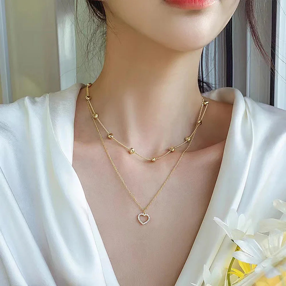 Double Layer Pearl Choker Necklace - close-up detail | Veloria