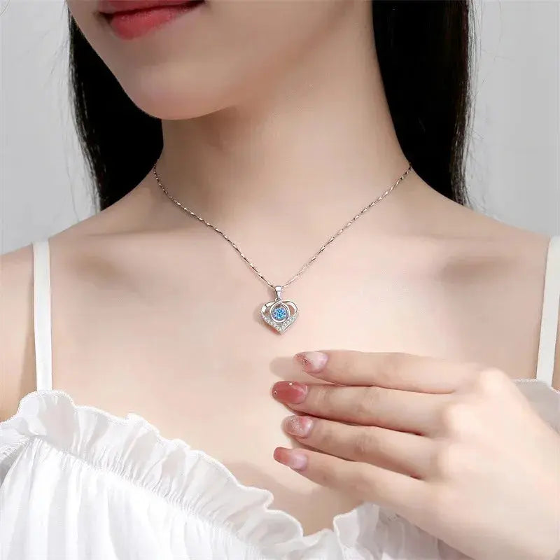 Heart Necklace Bracelet Set - 925 Silver - styled look | Veloria