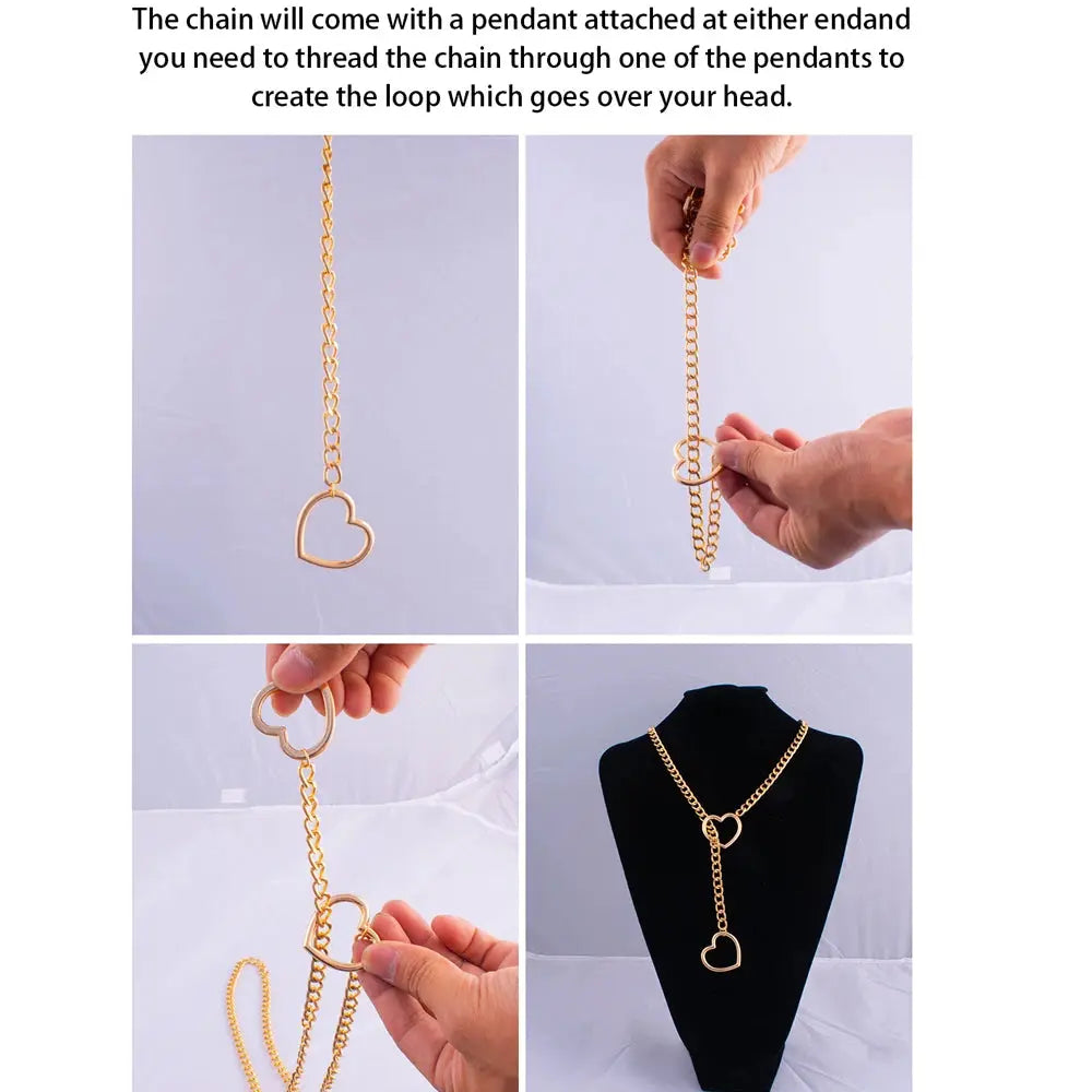 Heart Slip Chain Necklace - black slip chain choker | Veloria