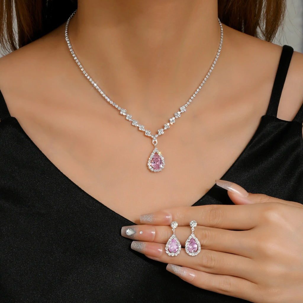 Water Drop Bridal Set - matching earrings detail | Veloria