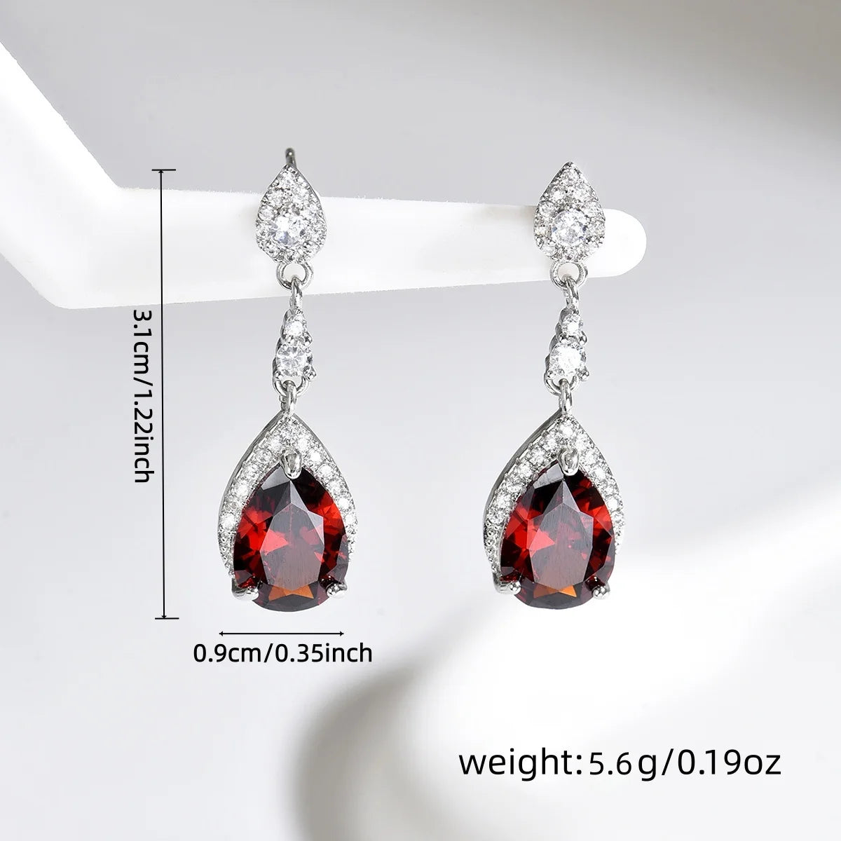 Red Water Drop Earrings - Cubic Zirconia - styled look | Veloria