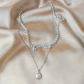 Double Layer Pearl Choker Necklace - product view | Veloria