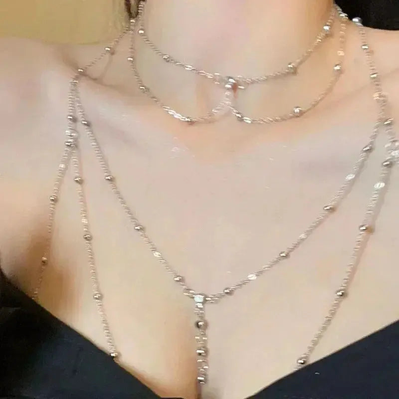 Metal Chest Body Chain - Bikini Bra Chain - product view | Veloria