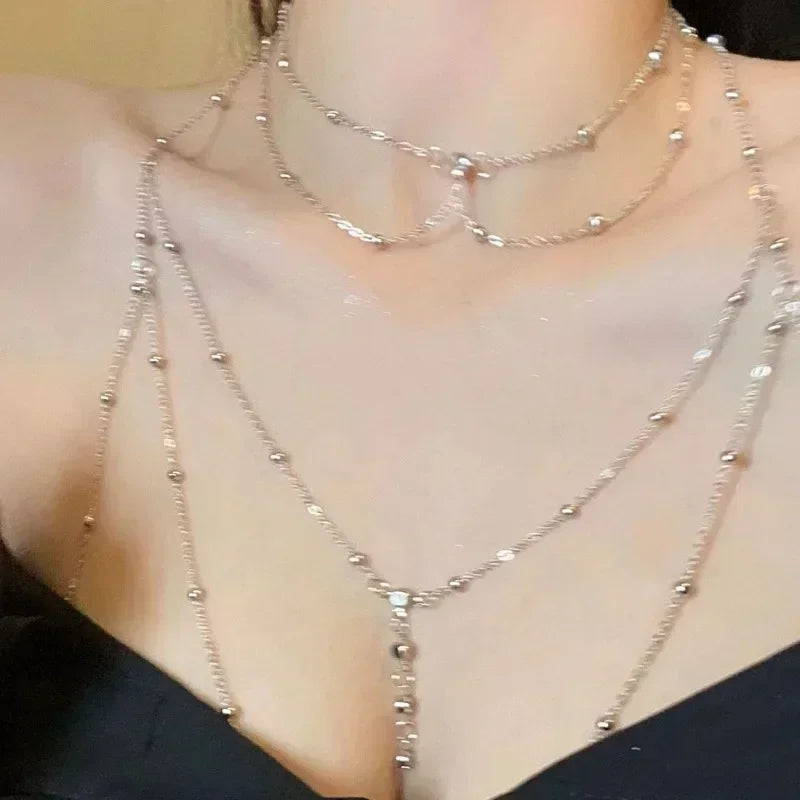 Metal Chest Body Chain - Bikini Bra Chain - product view | Veloria