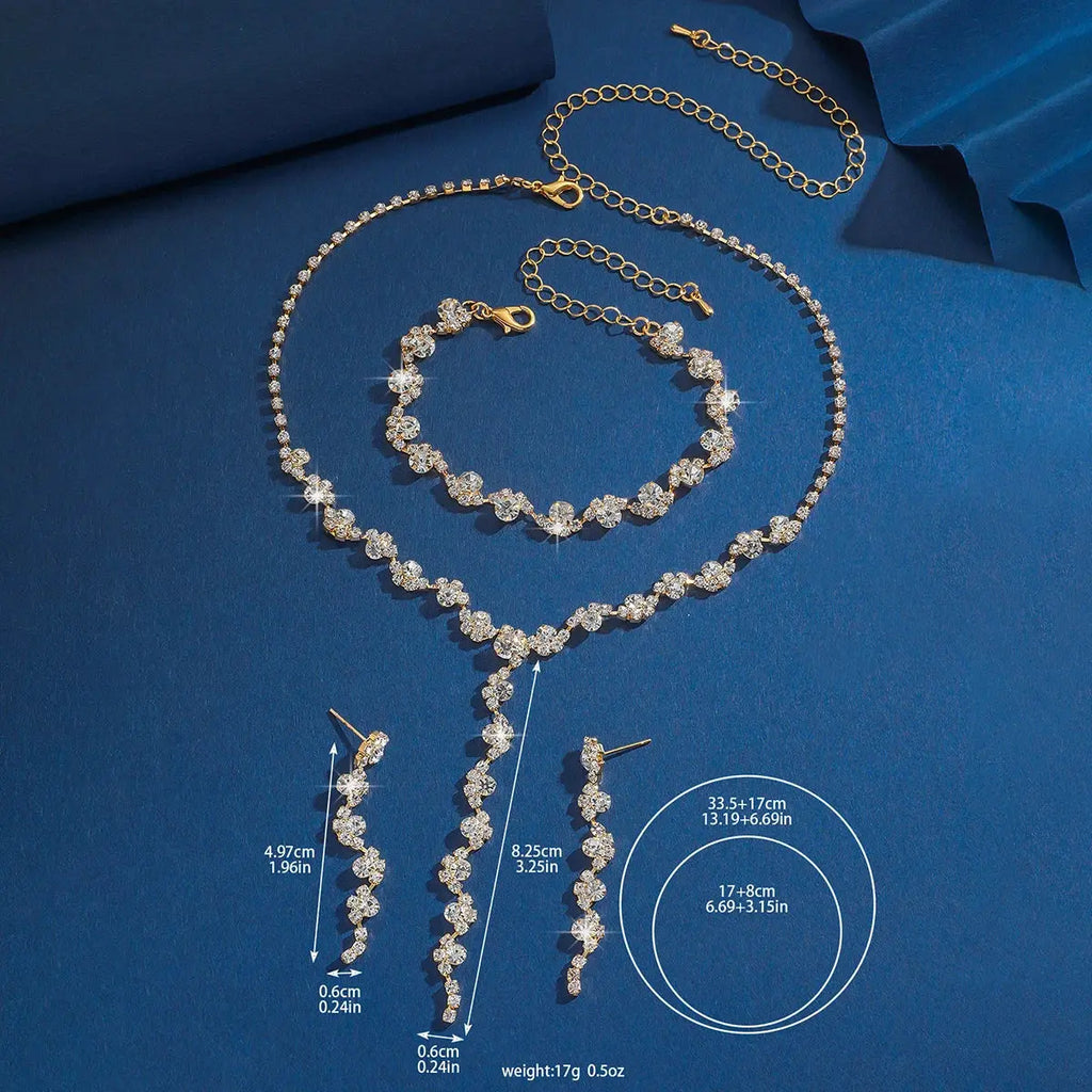 Geometric Flower Jewelry Set - cubic zirconia close-up | Veloria
