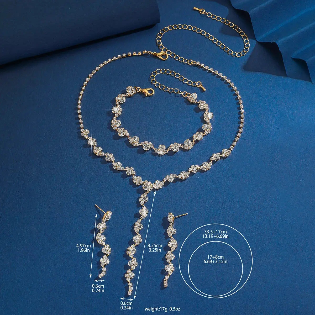 Geometric Flower Jewelry Set - cubic zirconia close-up | Veloria
