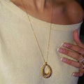 Colorful Zircon Y Necklace - Stainless Steel - close-up detail | Veloria