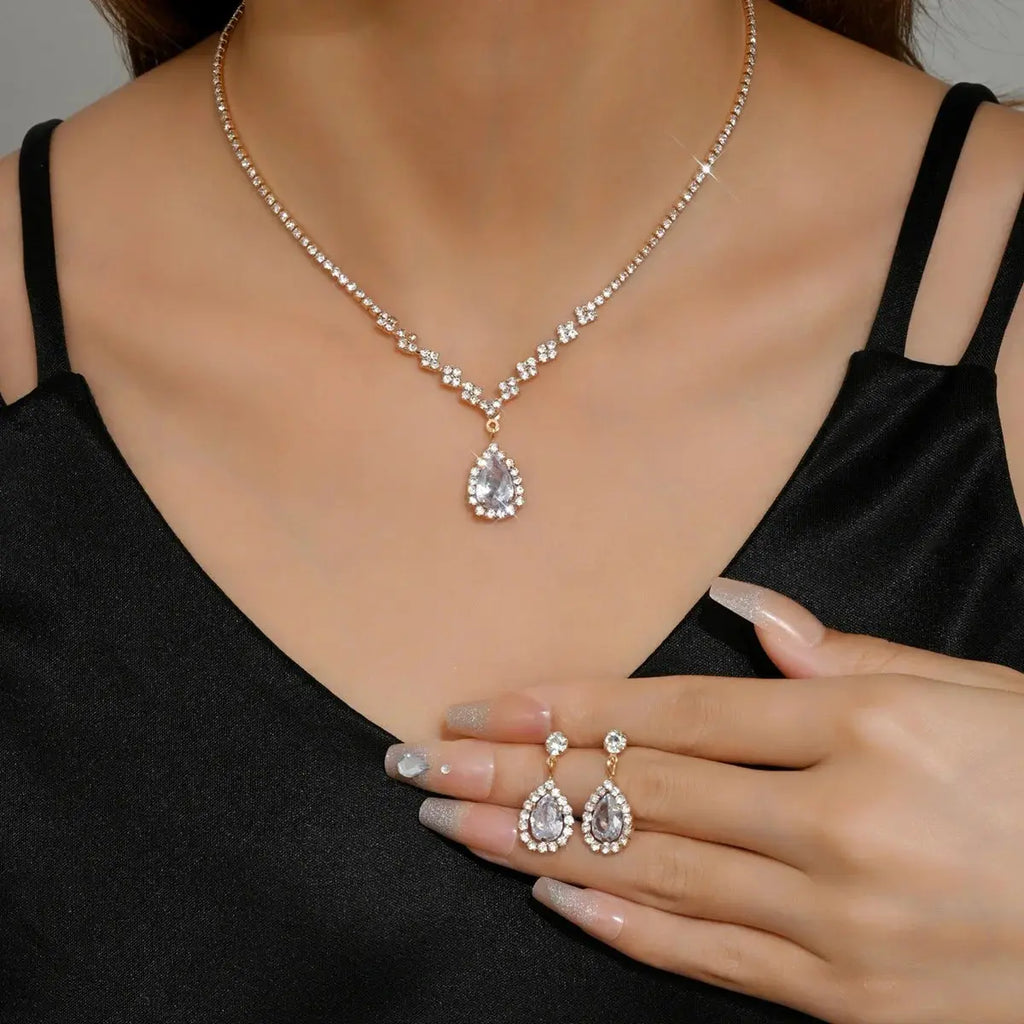 Water Drop Jewelry Set - blue variant detail | Veloria