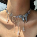 Butterfly Choker Necklace - rhinestone choker worn by model | Veloria