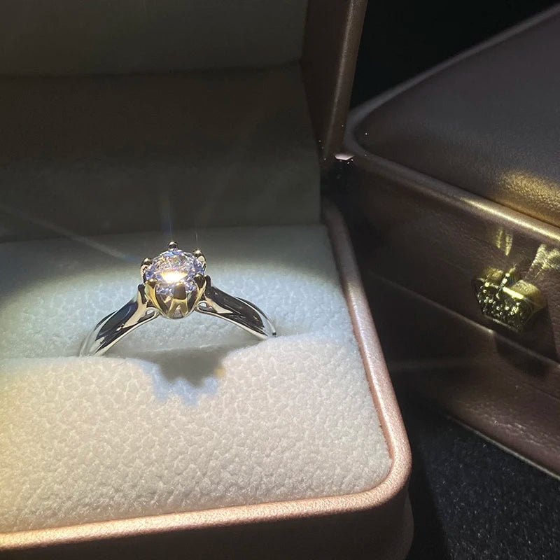 Moissanite Ring - 18K Gold Plated Wedding - detail view | Veloria