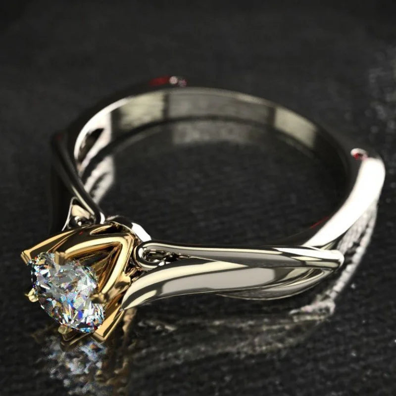 Moissanite Ring - 18K Gold Plated Wedding - product view | Veloria