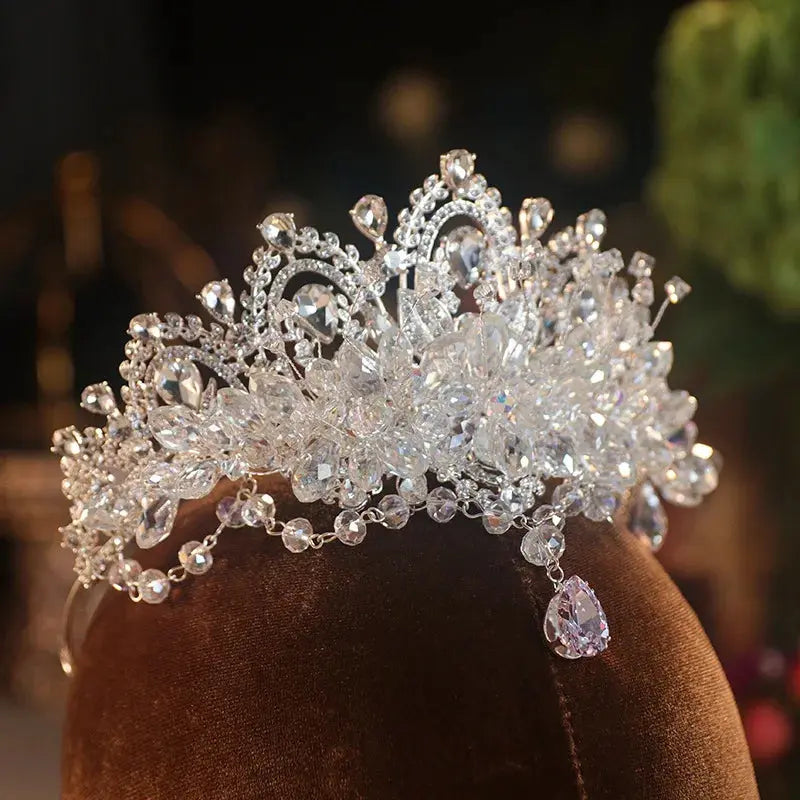 Baroque Crystal Bridal Tiara - Cubic Zirconia Crown - detail view 2 | Veloria
