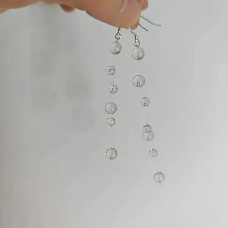 Clear Water Drop Necklace & Bracelet Set - side view | Veloria