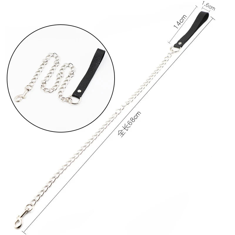 Heart Collar Choker Necklace with Chain Leash - side view | Veloria
