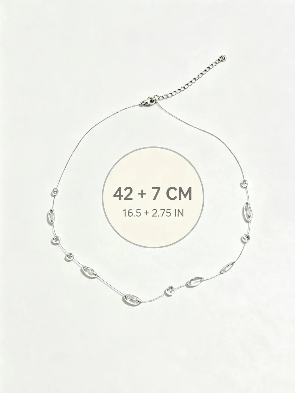 Irregular Clear Bead Necklace - Resin Dewdrop - product view | Veloria