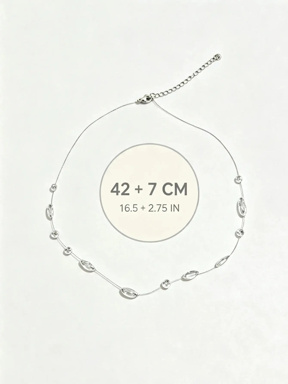 Irregular Clear Bead Necklace - Resin Dewdrop - product view | Veloria