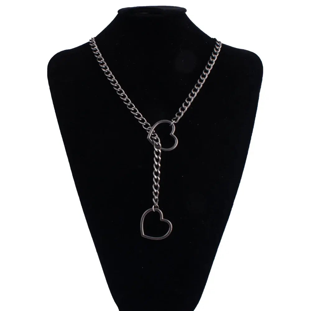 Heart Slip Chain Necklace - multicolor lariat chain | Veloria