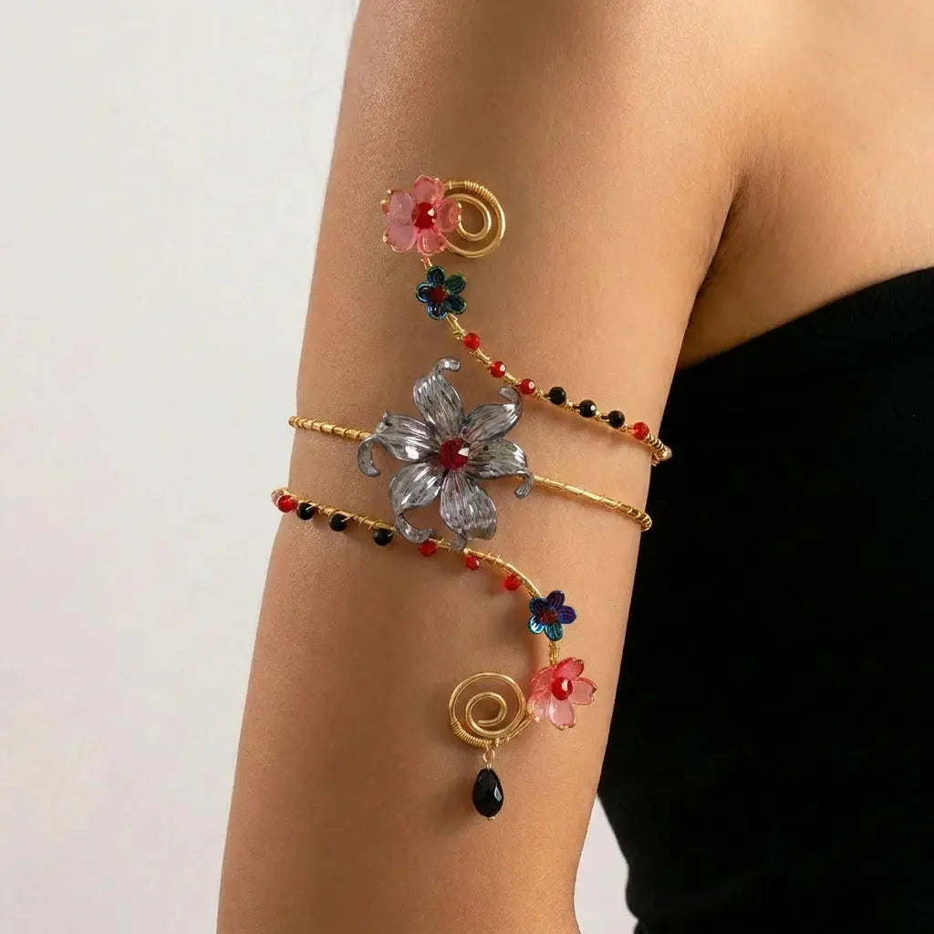 Wire Flower Arm Cuff - wire flower detail | Veloria