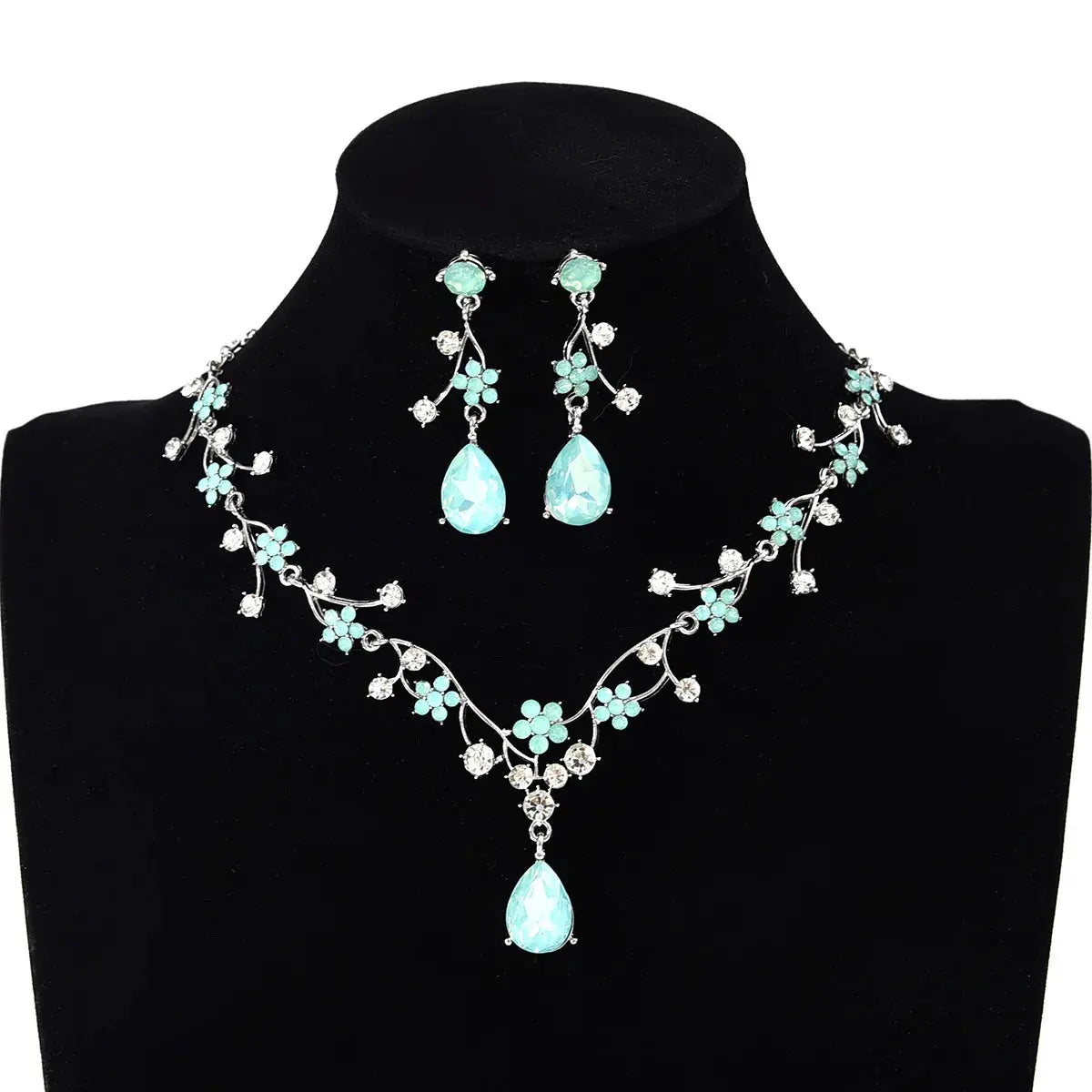 Rhinestone Flower Jewelry Set - Zircon Crystal - side detail | Veloria