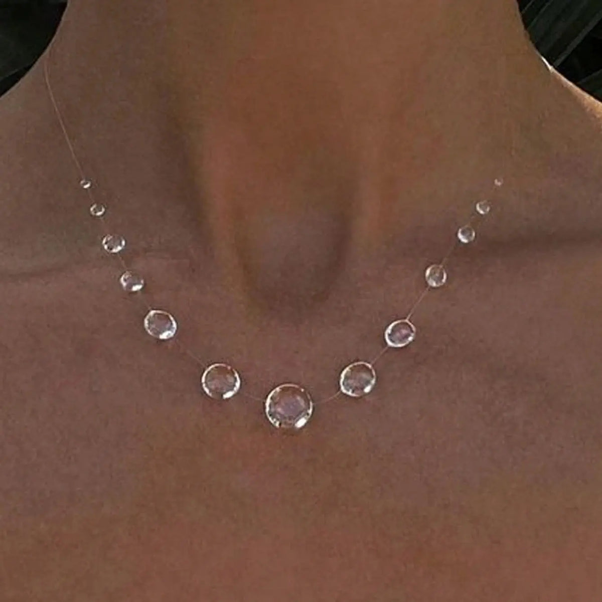 Transparent Dewdrop Necklace - Resin Water Drop - detail view | Veloria