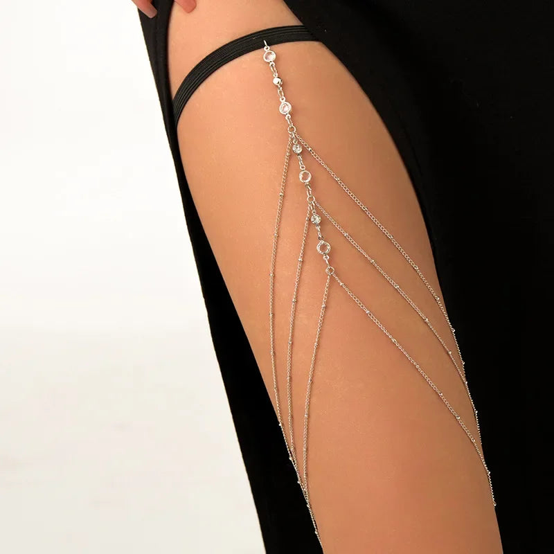 Bohemian Thigh Chain - gold thigh chain flat lay | Veloria