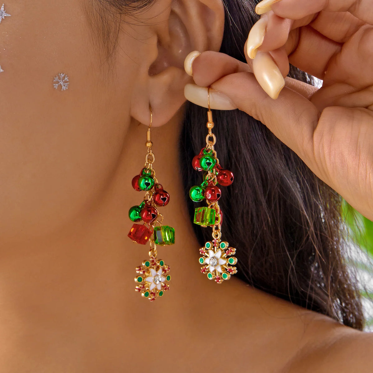 Christmas Dangle Earrings - Santa Snowman Snowflake - detail view 2 | Veloria