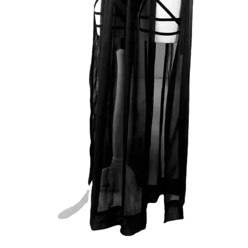 Gothic Mesh Skirt Set - backless criss-cross back view | Veloria
