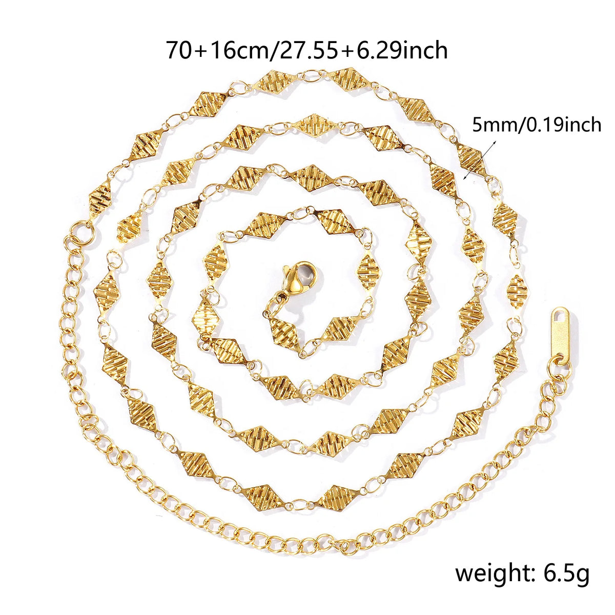 Stainless steel waist belly chain handmade link chain for women - flat detail shot | Veloria