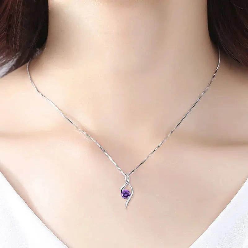 Ribbon Pendant Necklace - sterling silver box chain detail | Veloria