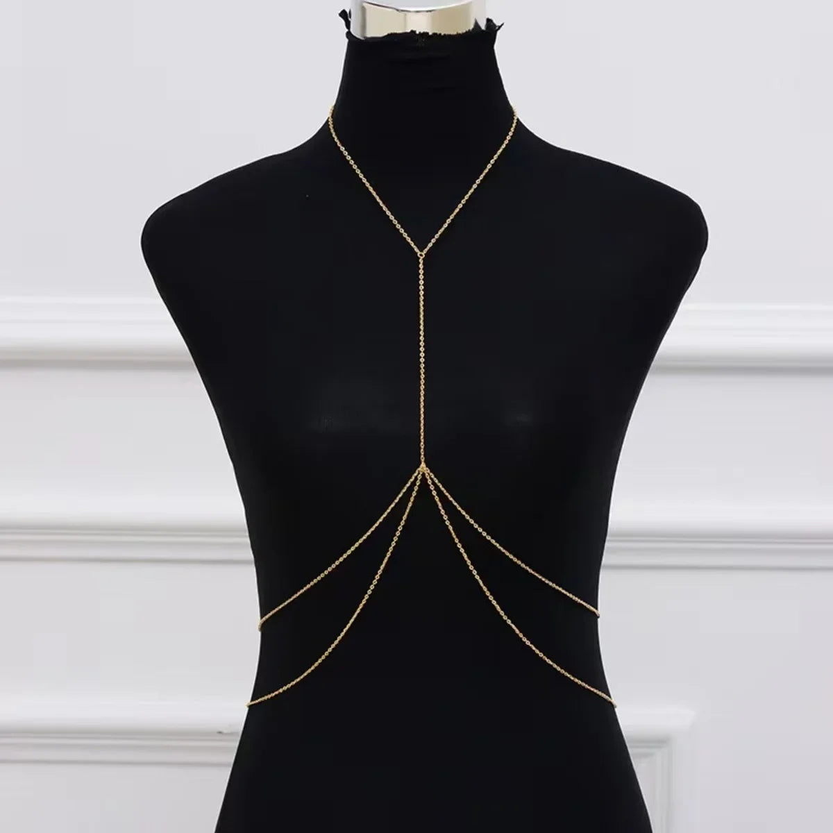 Minimalist cross body chain link jewelry for women - back view on model | Veloria