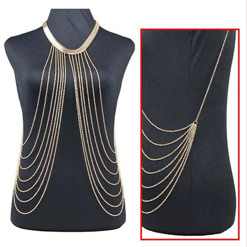 Tassel body chain long necklace for women - detail of the chain and pendant | Veloria