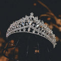 Baroque Crystal Bridal Tiara - Cubic Zirconia Crown - close-up detail 12 | Veloria
