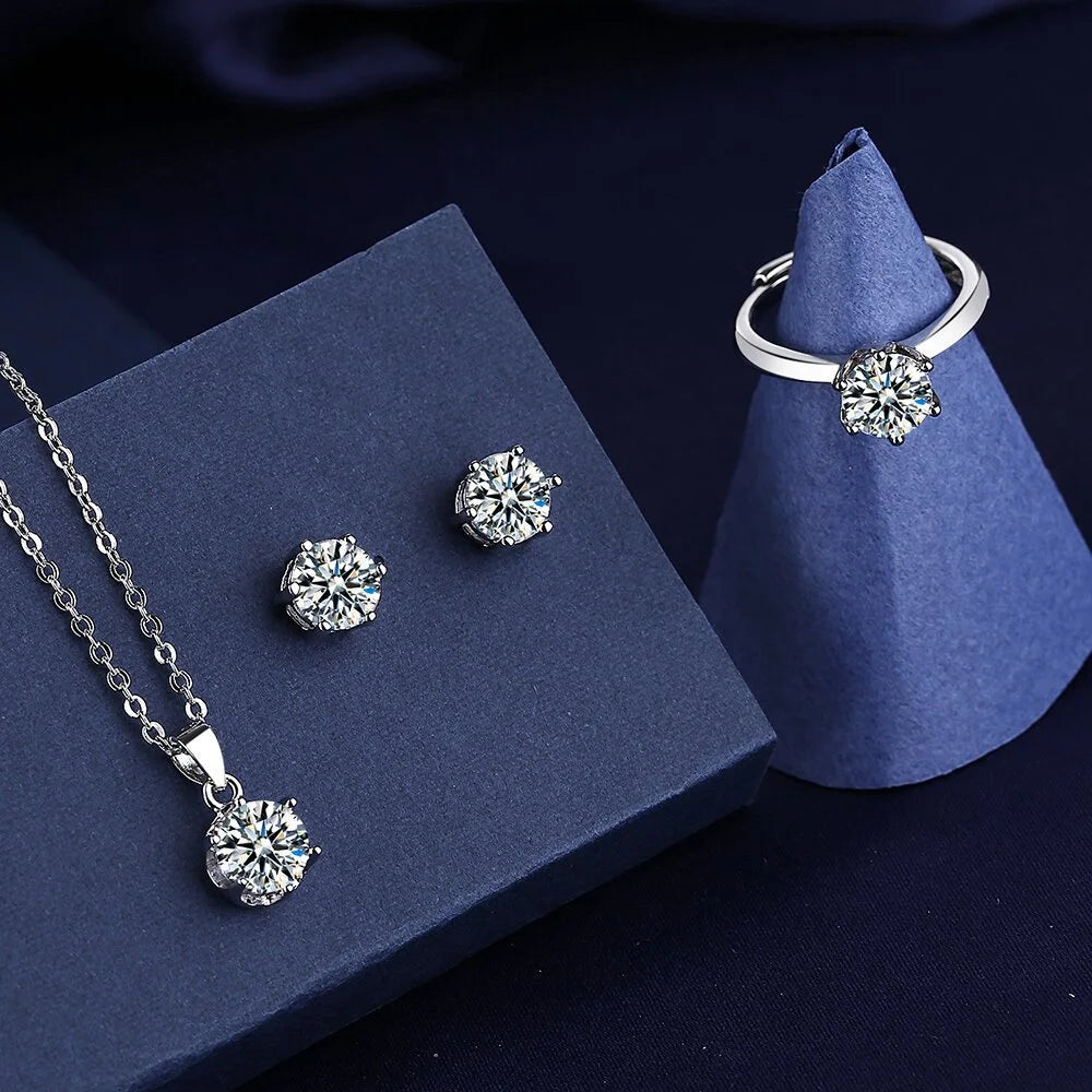 925 Silver Zircon Jewelry Set - complete set flat lay | Veloria