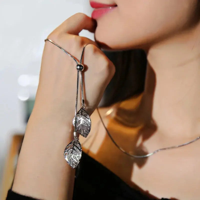 Vintage Geometric Crystal Necklace - long chain drape | Veloria