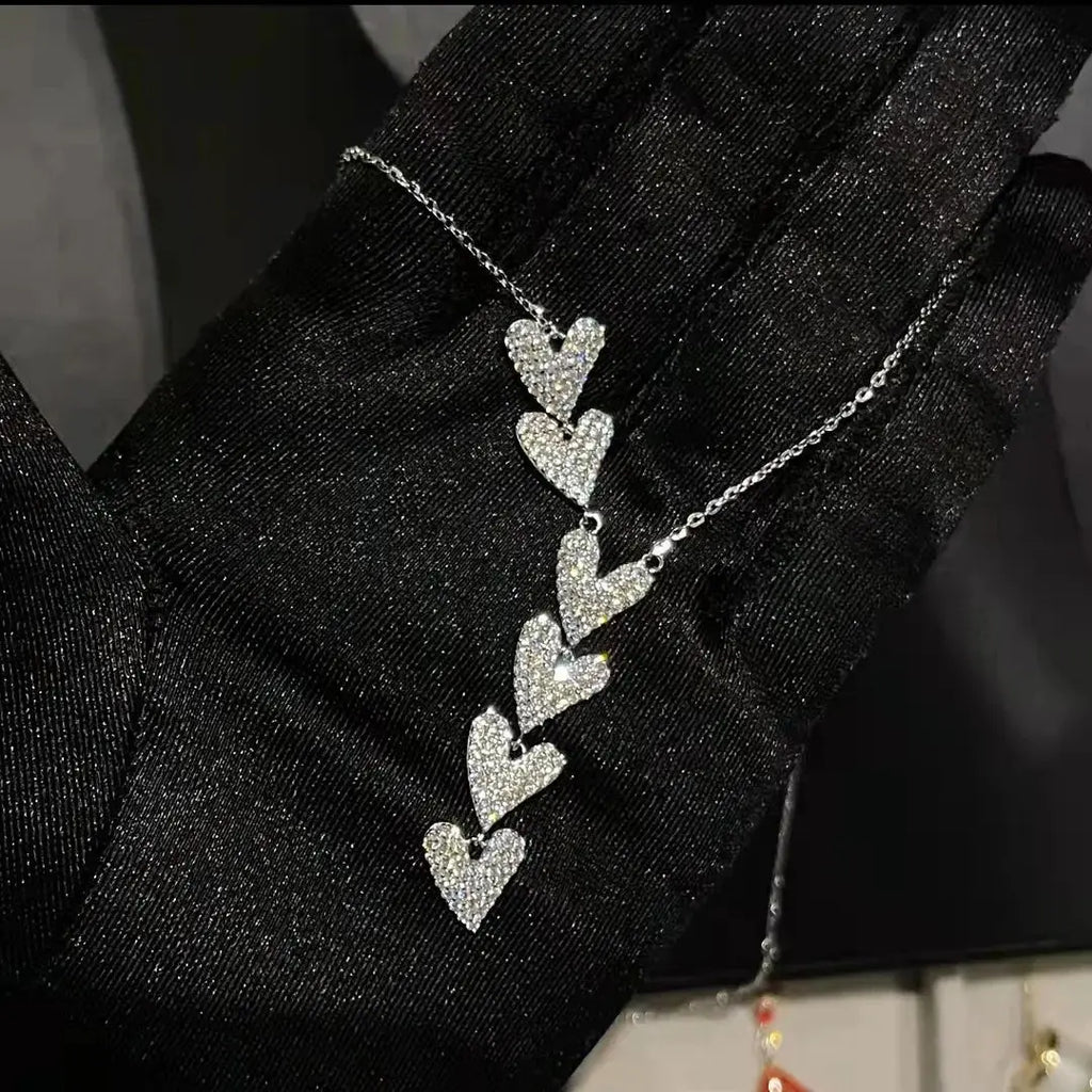Moissanite Y Necklace - S925 Full Diamond Style - side detail | Veloria