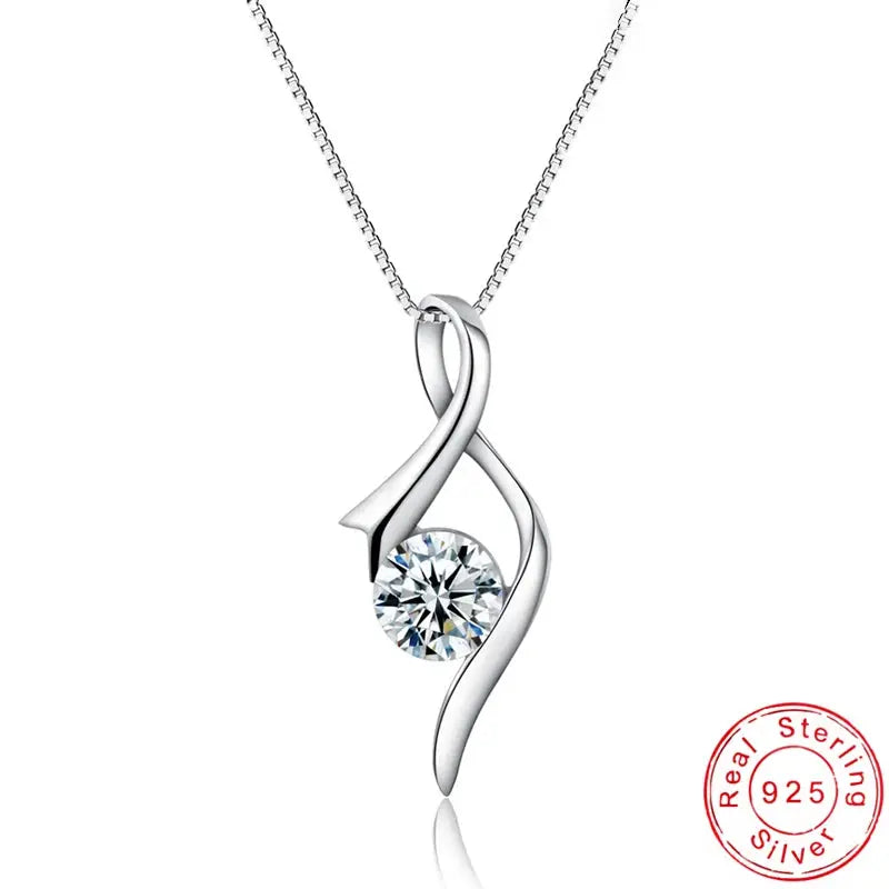 Ribbon Pendant Necklace - white zircon variant | Veloria