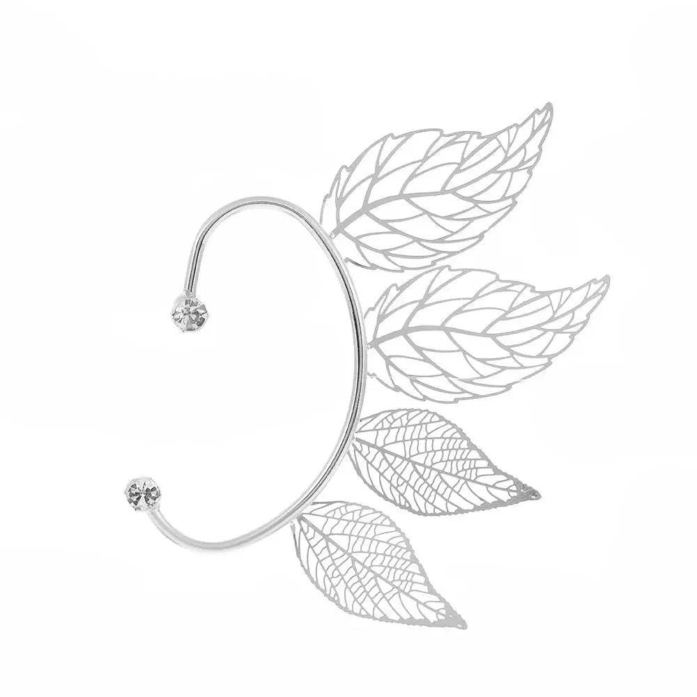 Leaf Zircon Clip Earrings - fashion styling | Veloria