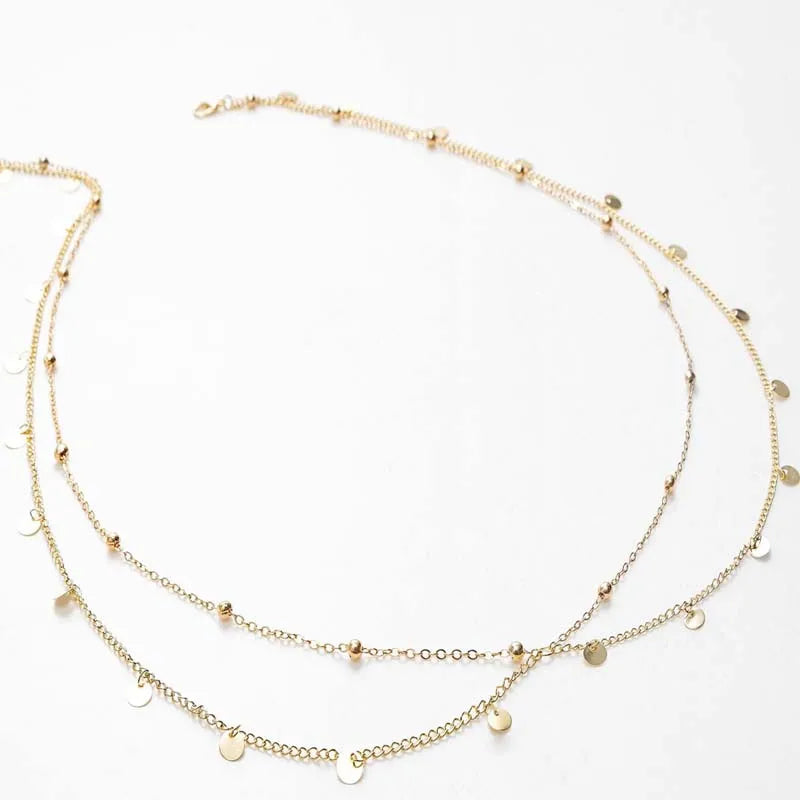 Double layer gold beaded waist chain for women - alternate angle | Veloria