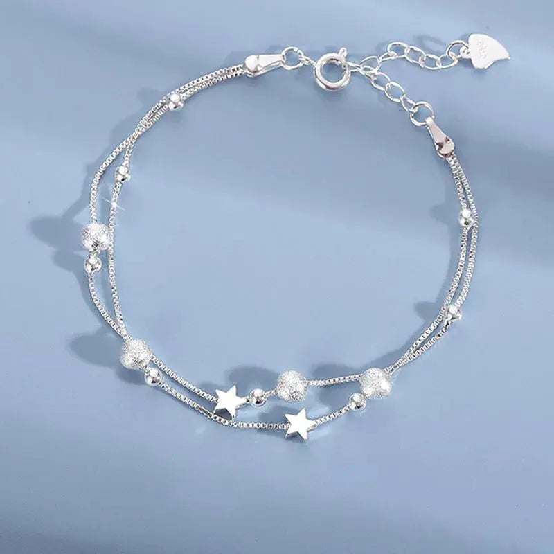 Heart Necklace Bracelet Set - 925 Silver - worn styling 6 | Veloria