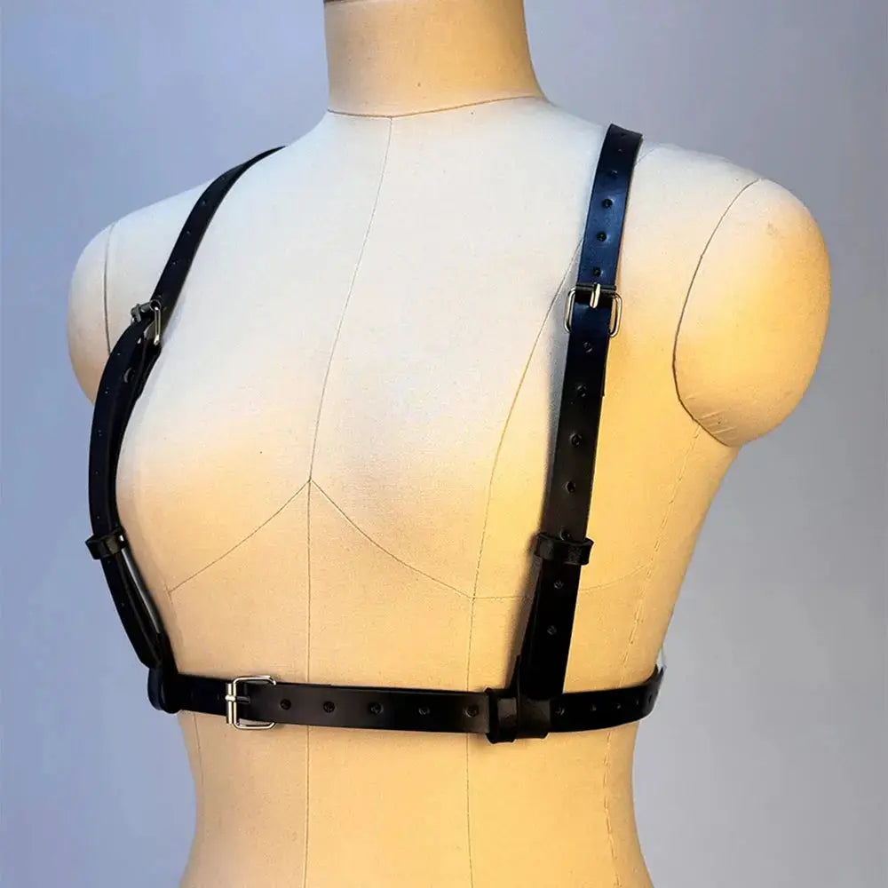 Leather Harness Waist Belt - gothic outfit detail | Veloria