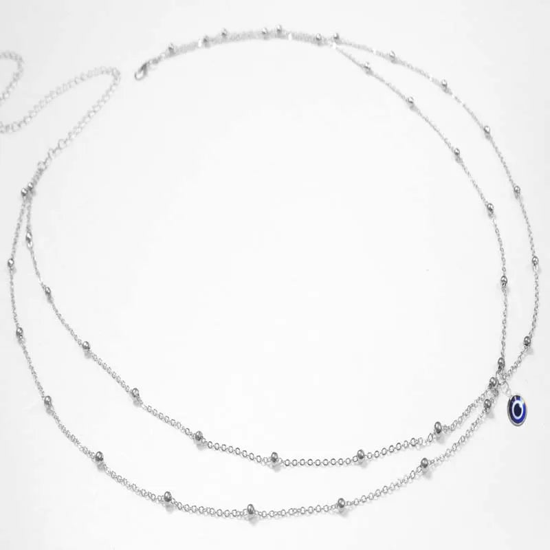 Double layer gold beaded waist chain for women - in natural light | Veloria