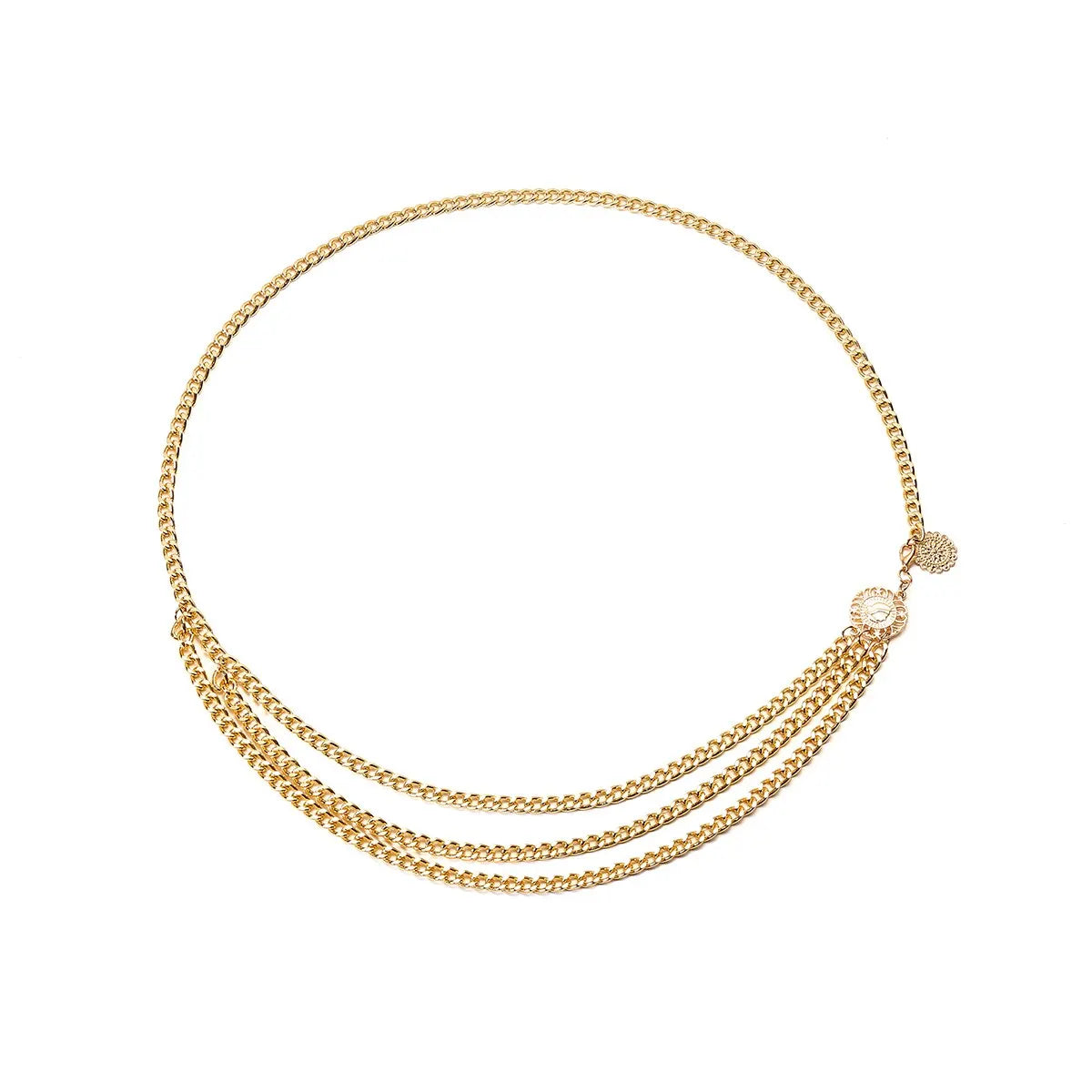 Boho sunflower coin tassel waist belly chain for women - detail of the chain and pendant | Veloria