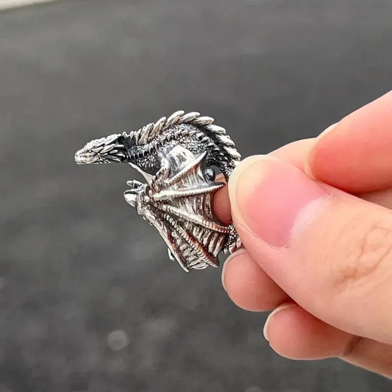 Dragon Ring - Gothic Punk Adjustable - close-up detail | Veloria