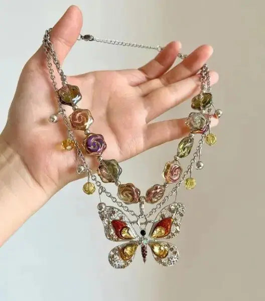 Butterfly Choker Necklace - full necklace view | Veloria