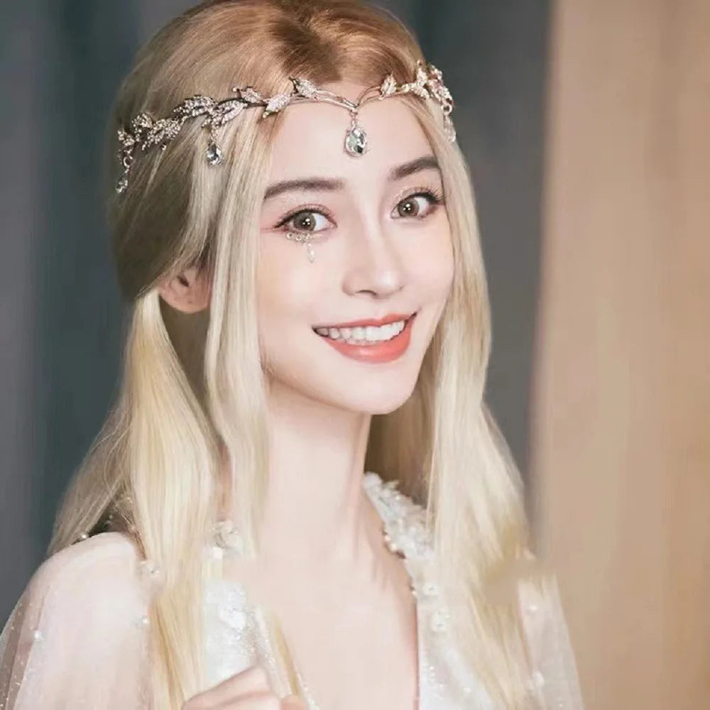 Crystal Leaf Tiara Crown - silver crystal detail | Veloria