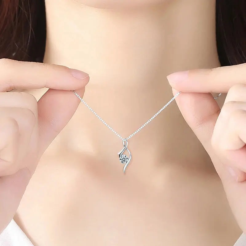 Ribbon Pendant Necklace - adjustable length extender clasp | Veloria