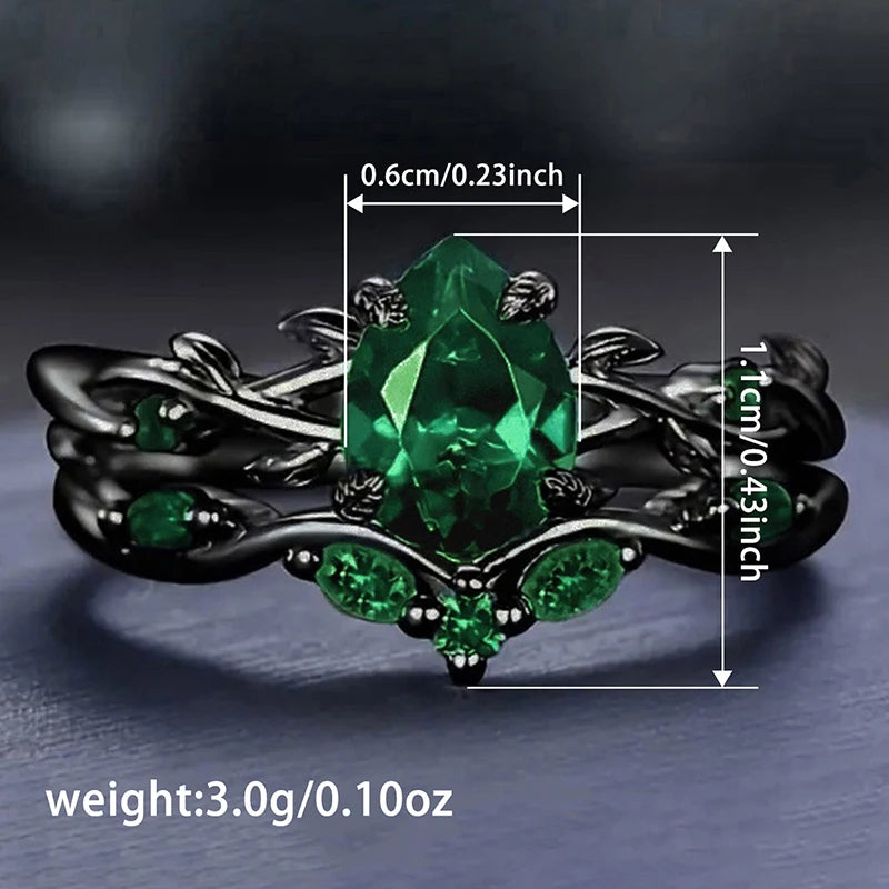 Green CZ Ring Set - both rings view | Veloria