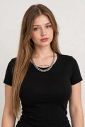 Cuban Chain Necklace - Stainless Steel Unisex worn by model | Veloria