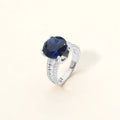 Round Cut CZ Statement Ring - Blue Crystal Cocktail Ring product view | Veloria