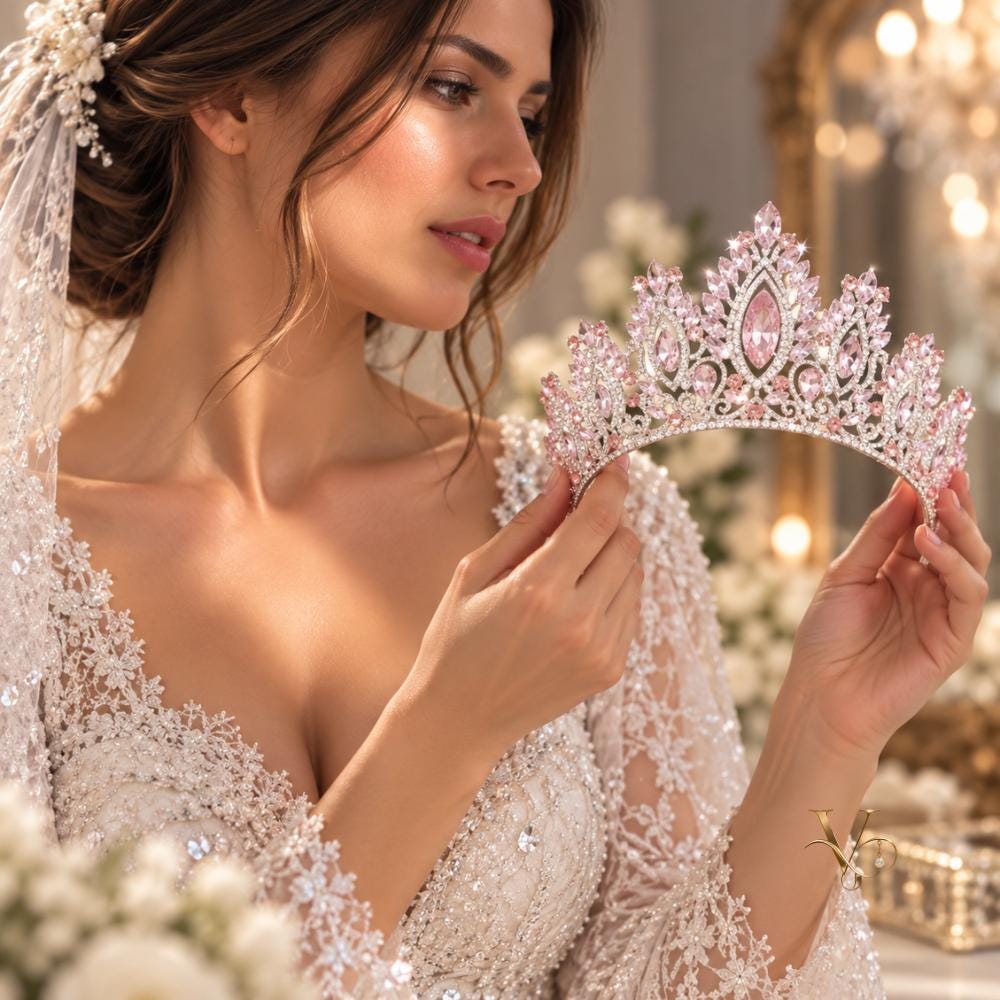 Silver bridal crown - a princess headpiece for weddings and prom
